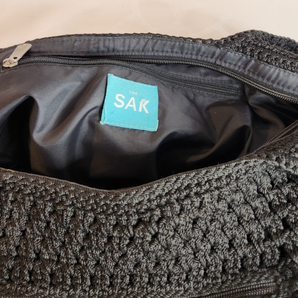 The Sak Vintage Black Crochet Lined Shoulder Hobo Bag OS - Picture 9 of 11